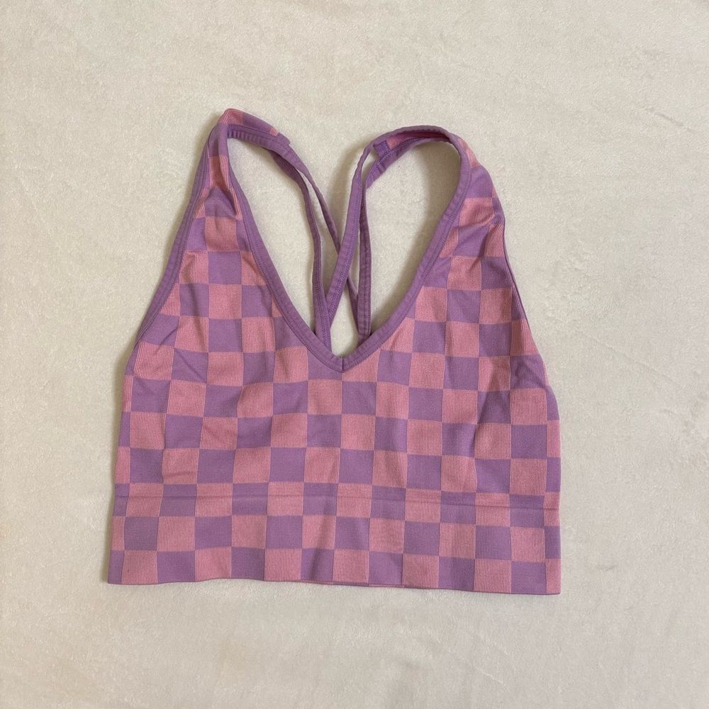 Purple and Pink Checkered Halter Top